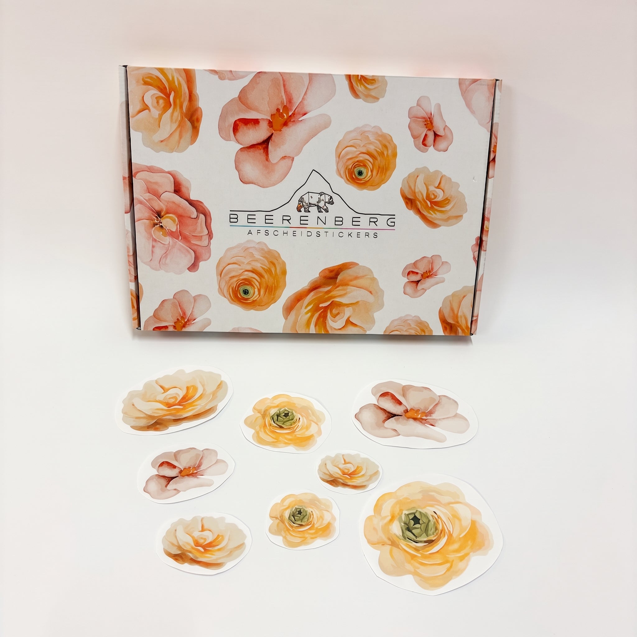 Oranje pastel bloemen - Afscheidstickers