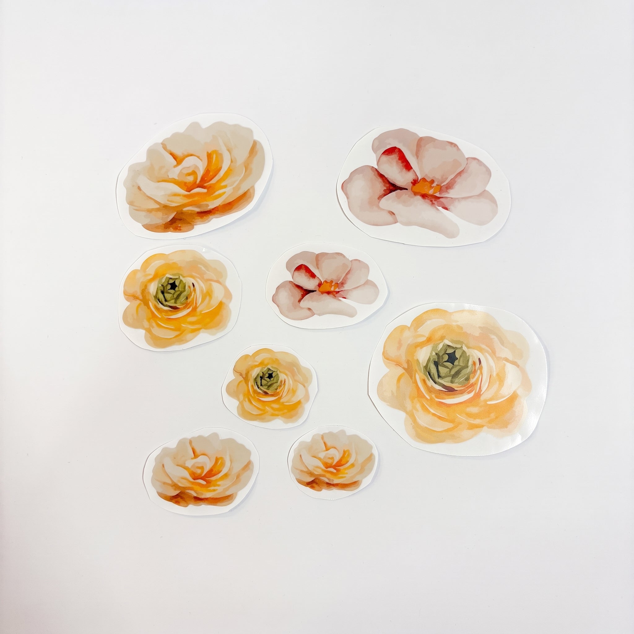 Oranje pastel bloemen - Afscheidstickers